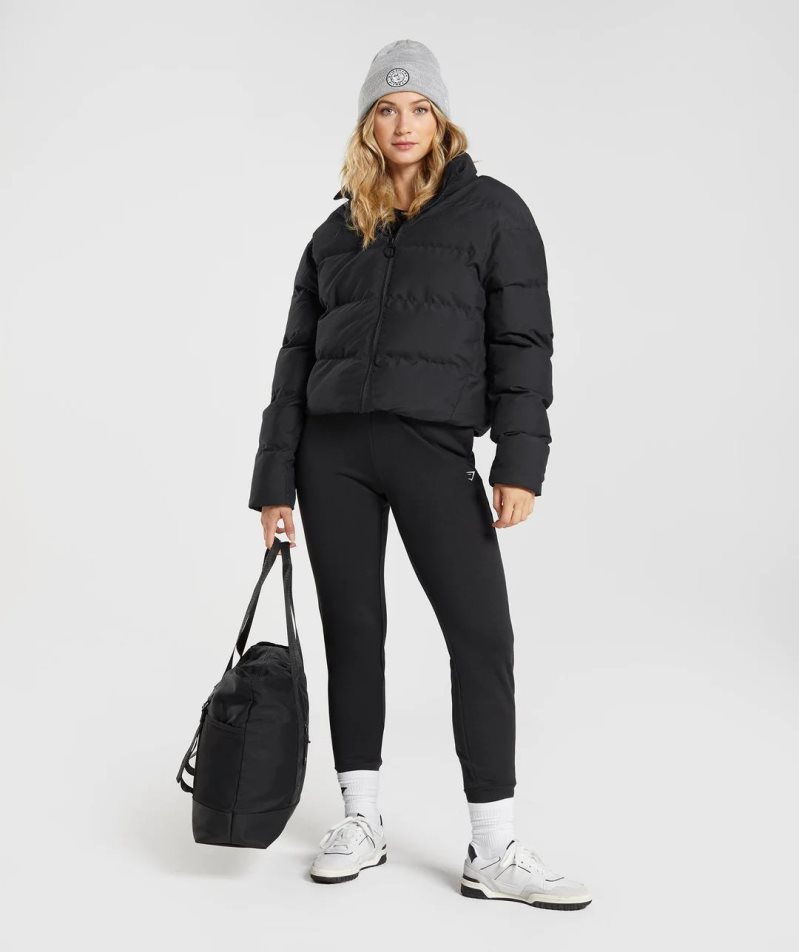 Women's Gymshark Puffer Jackets Black | CA A58016